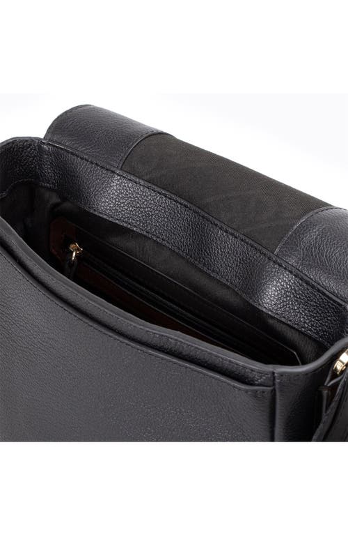 Hugo Boss Boss Alyce Flap Leather Crossbody Bag In Black