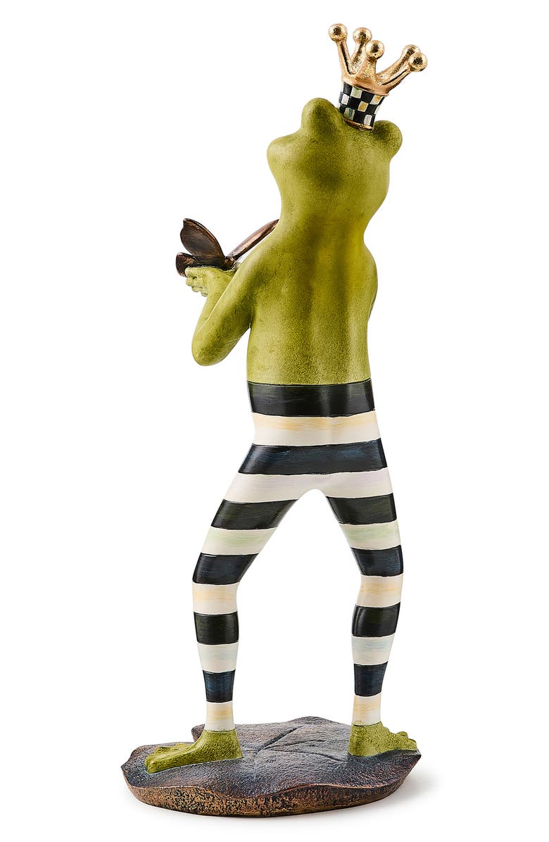 MACKENZIE CHILDS Courtly Check Fergal The Frog with Butterfly Figurine, Alternate, color, Green