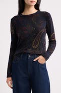 Lauren Ralph Lauren Paisley Cotton & Modal Blend Sweater