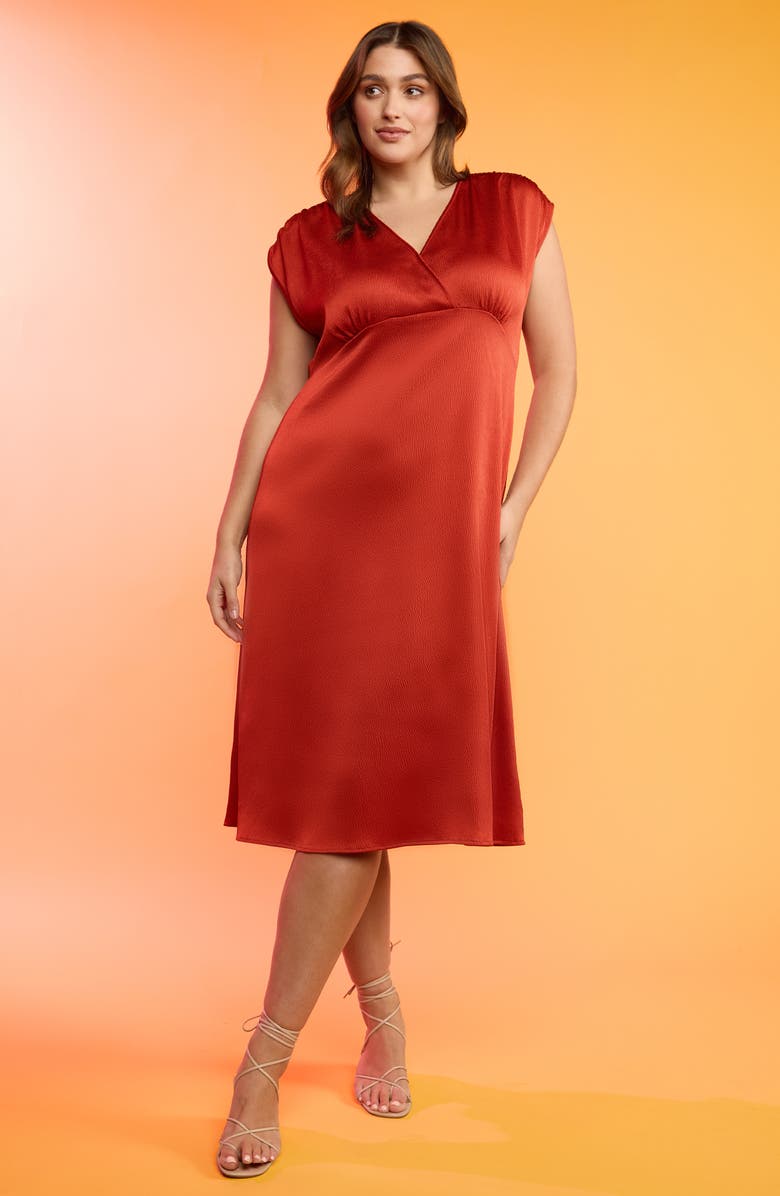 Estelle Burning Desert Satin Dress, Alternate, color, Rusty Orange