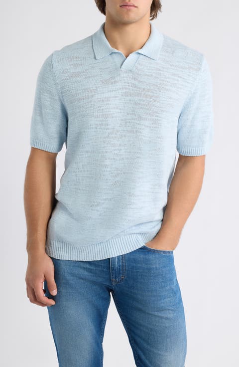 Lobero Blooms Cotton & Linen Short Sleeve Polo Sweater
