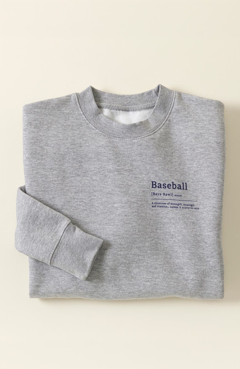 Uncommon Goods The Definition of Baseball Sweatshirt, Main, color, Gray