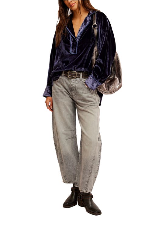 Free People We The Free Luxy Solid Velvet Shirt In Night Sky