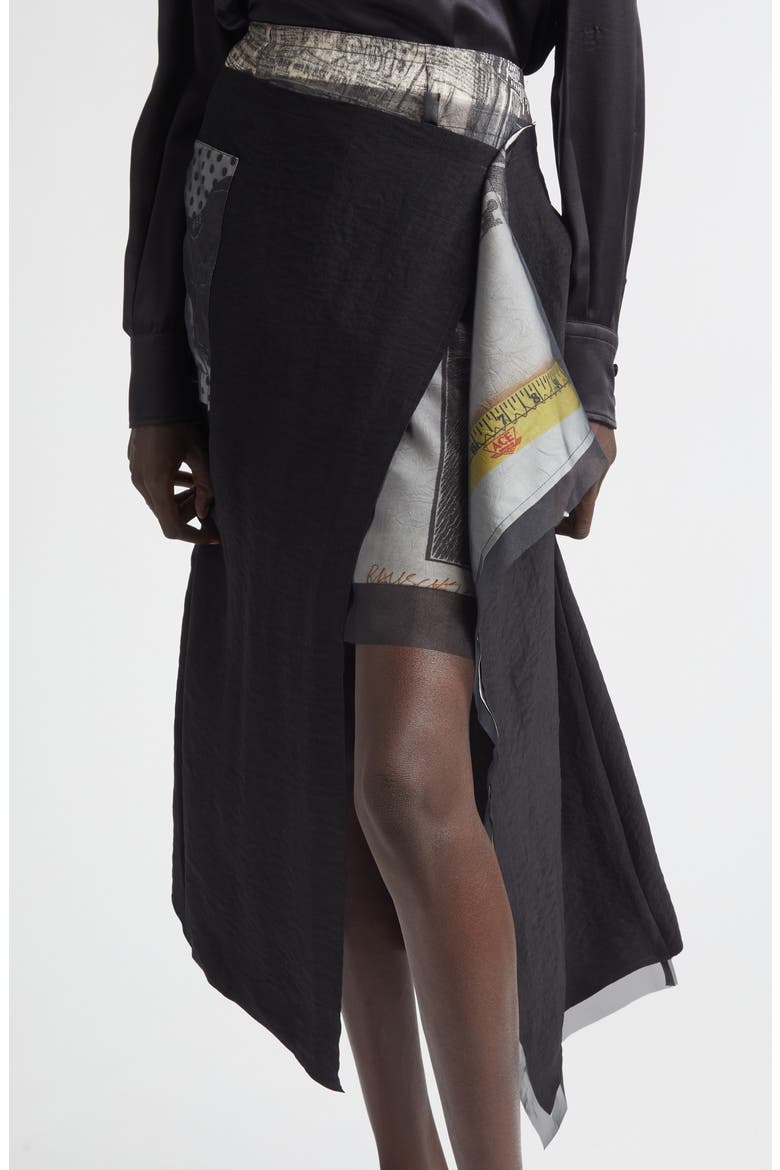 Collage Midi Skirt, Alternate, color, BLACK