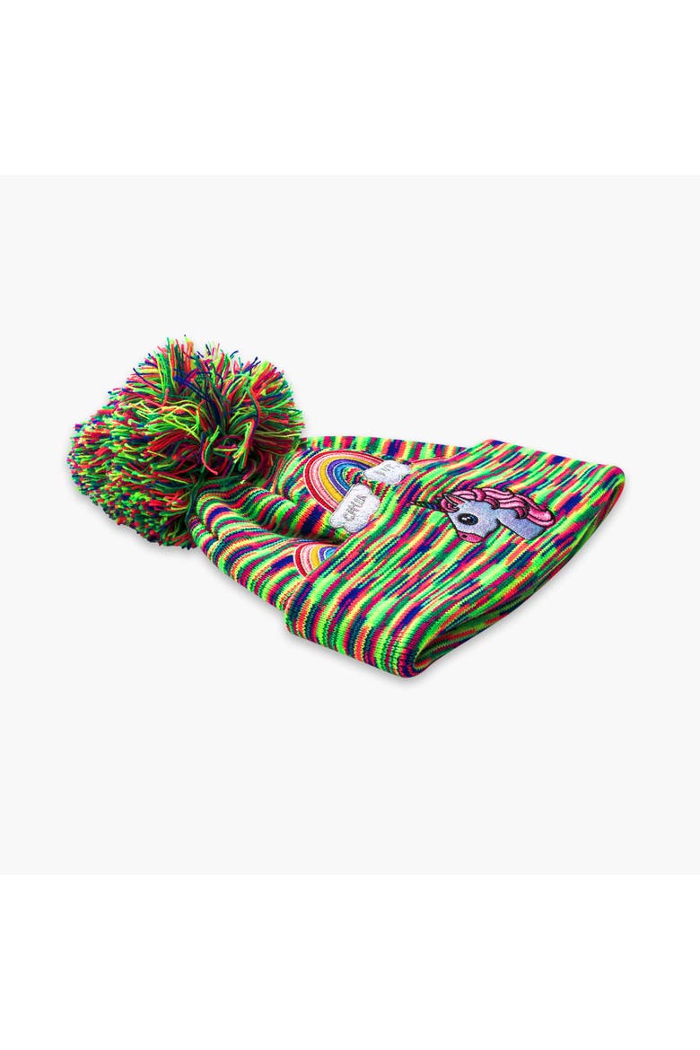 Kids Unicorn Pom Winter Hat, Alternate, color, Rainbow