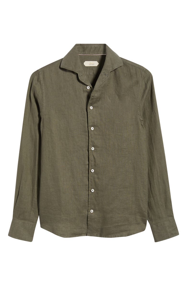 Aurélien Seaside Linen Button-Up Shirt, Alternate, color, Olive