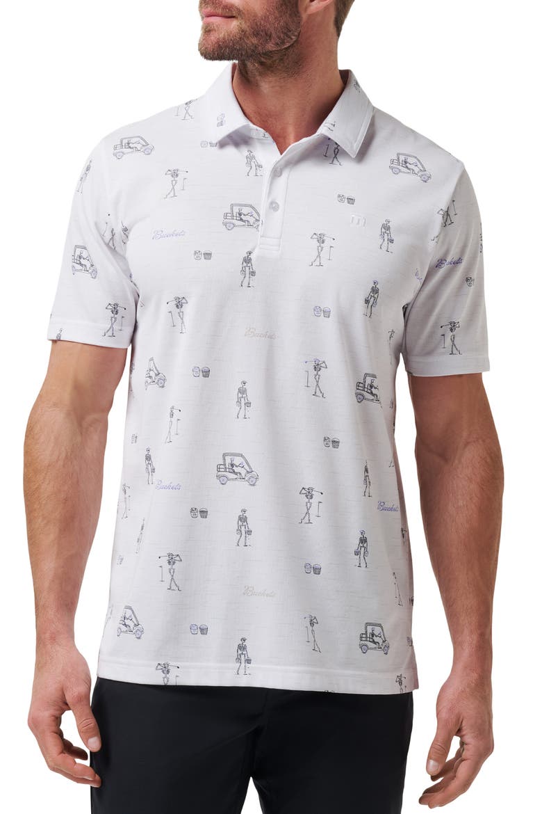 City Skeleton Print Golf Polo, Main, color, WHITE