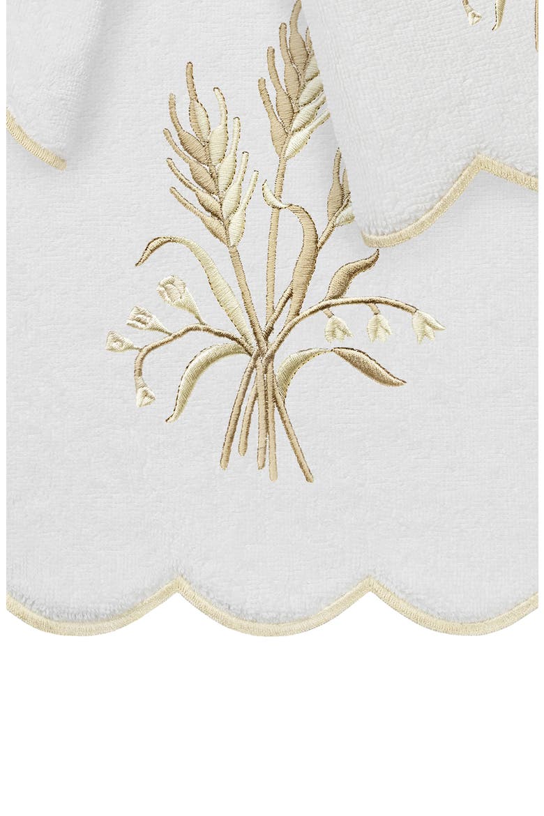 Whitney Scalloped 3-Piece Embellished Towel Set, Alternate, color, WHITE/ BEIGE