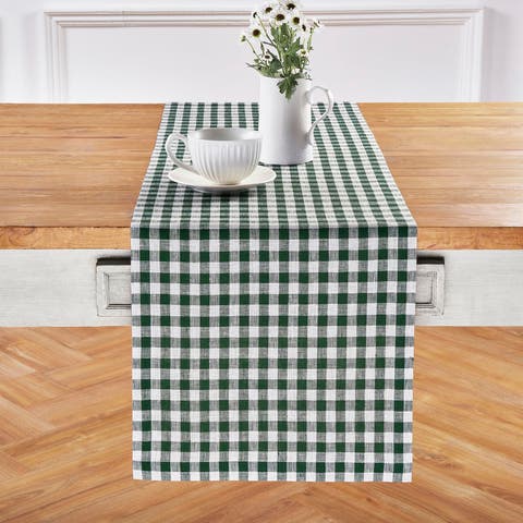 Linen Table Runner - Gingham Check