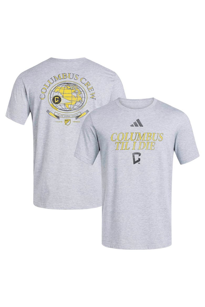 Men's adidas Heather Gray Columbus Crew World Pitch T-Shirt, Main, color, Heather Gray