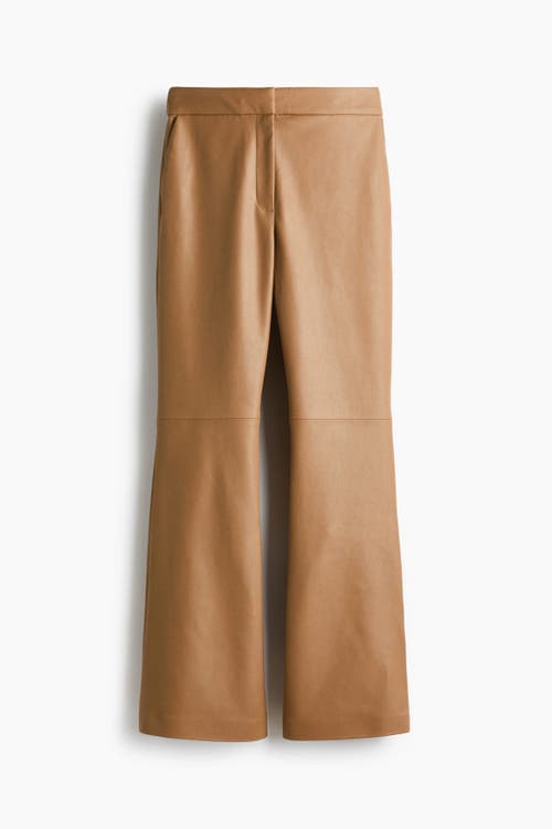 H&m Bootcut Coated Trousers In Brown