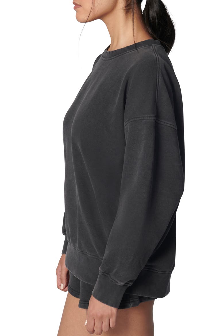 Oversize Crewneck Cotton Blend Sweatshirt, Alternate, color, WASHED BLACK