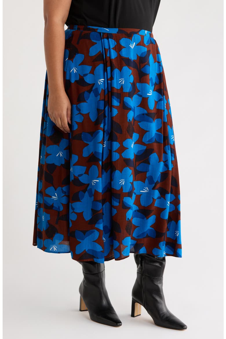 Lethlean Floral Pleated Maxi Skirt, Alternate, color, MACRO FLOWER COCOA