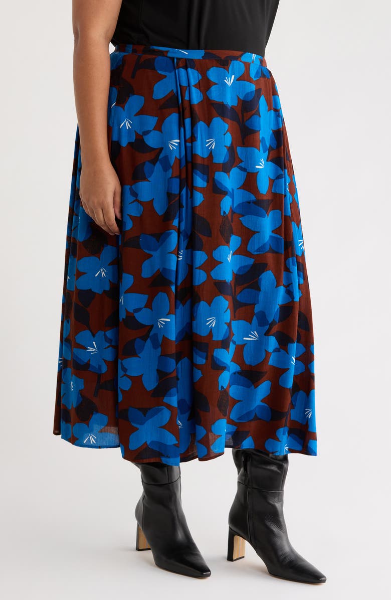 Seasalt Cornwall Lethlean Floral Pleated Maxi Skirt, Alternate, color, Macro Flower Cocoa