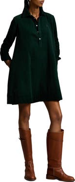 Polo Ralph Lauren Pleated Cotton Corduroy Shirtdress