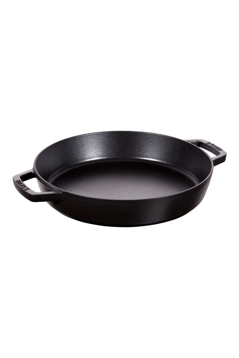 13-Inch Enameled Cast Iron Double Handle Fry Pan, Main, color, BLACK