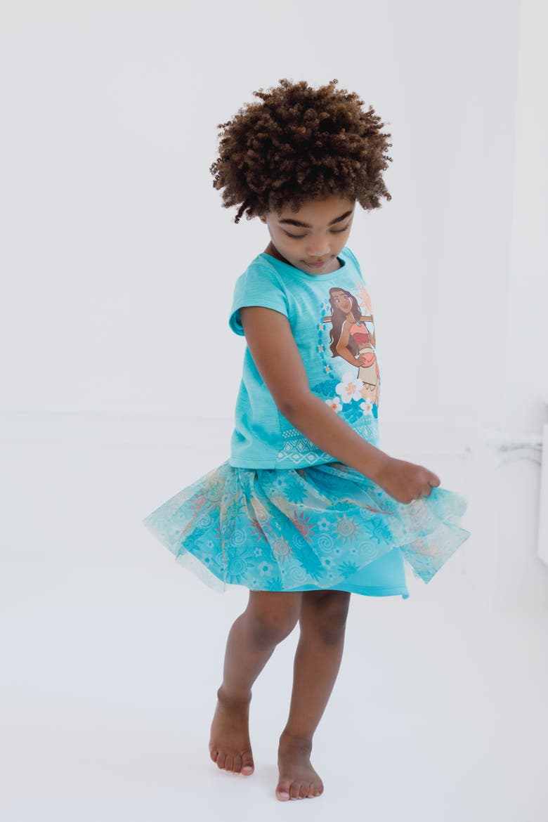 Moana 2-Piece Short Sleeve T-Shirt and Skirt Set, Alternate, color, Mint Green Moana