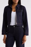 T Tahari Denim Cropped Jacket