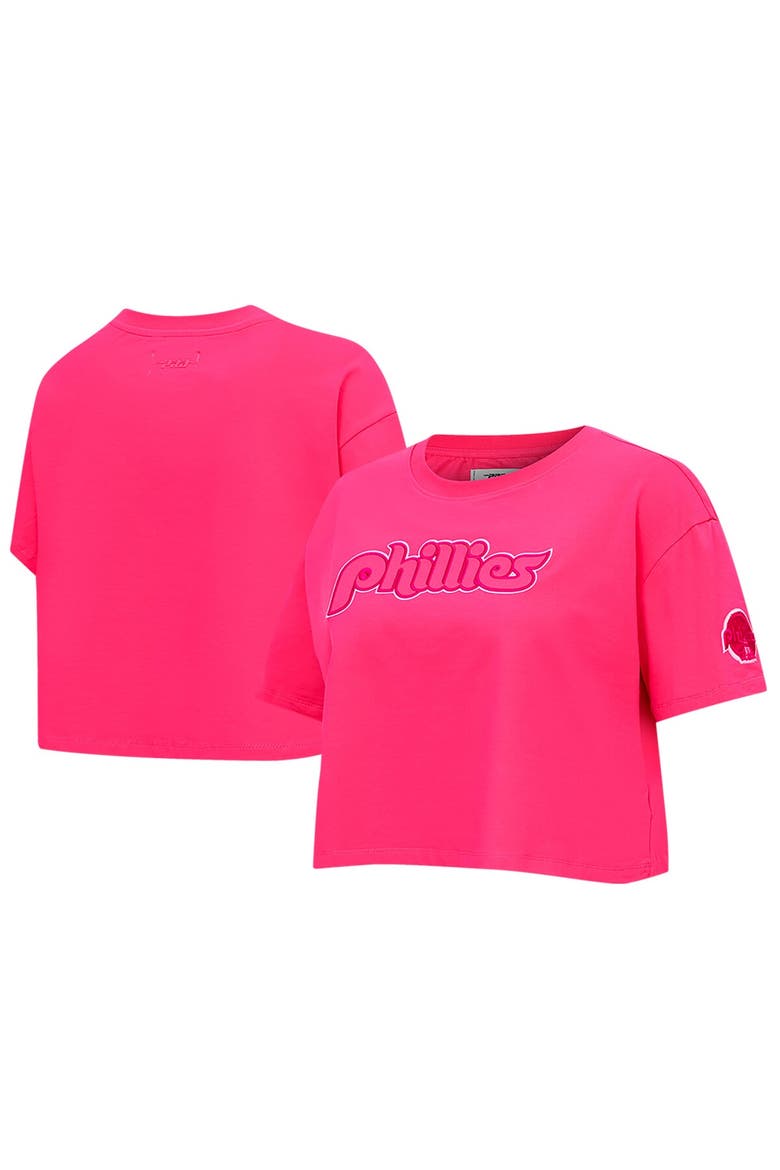 Women's Pro Standard Pink Philadelphia Phillies Triple Pink Boxy Cropped T-Shirt, Main, color, Pink
