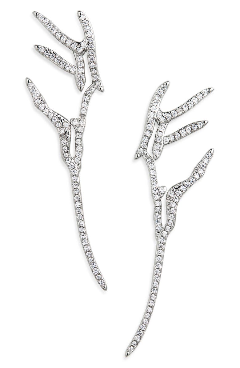 Collina Strada Swarovski Crystal Pavé Wing Earrings, Main, color, Crystal Clear