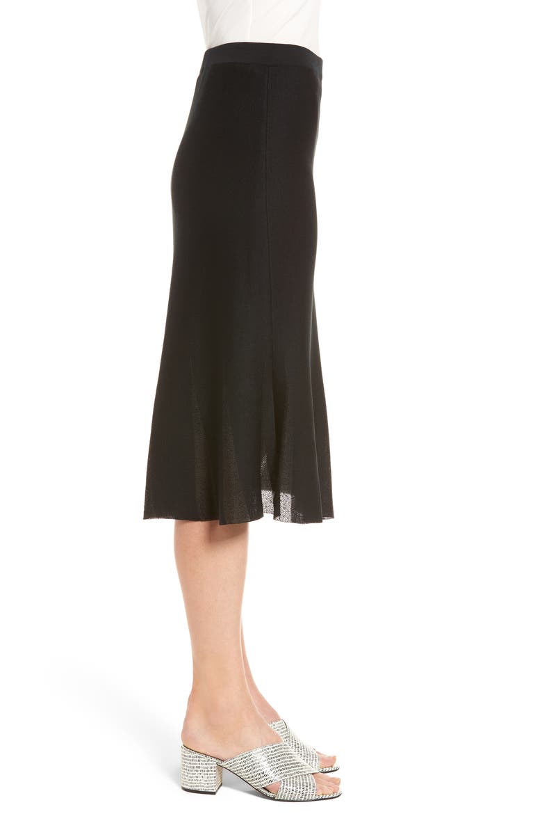 Knit Flared Skirt, Alternate, color, BLACK