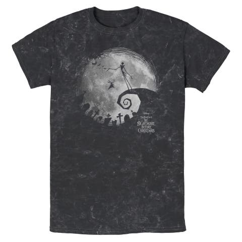 Mens The Nightmare Before Christmas Black and White Moon Scene T Shirt