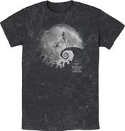 The Nightmare Before Christmas Mens The Nightmare Before Christmas Black and White Moon Scene T Shirt