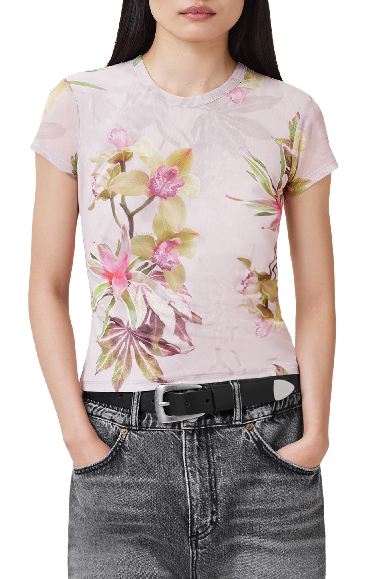 AllSaints Ellie Floral Mesh T-Shirt