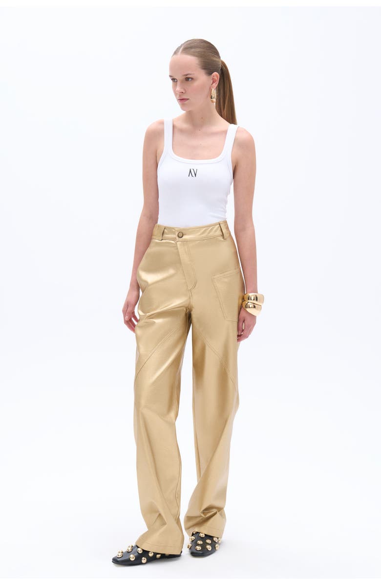 Nocturne High Waist Faux Leather Pants, Alternate, color, 