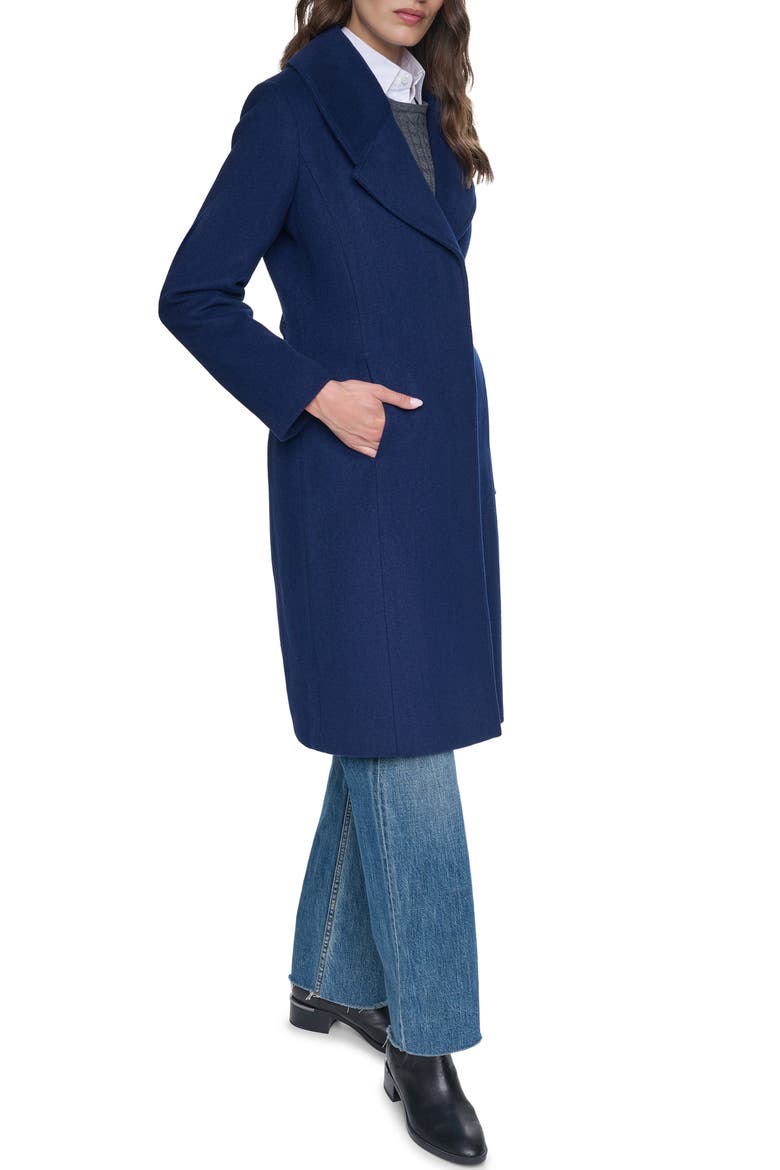 Oversize Collar Wool Blend Coat, Alternate, color, INK