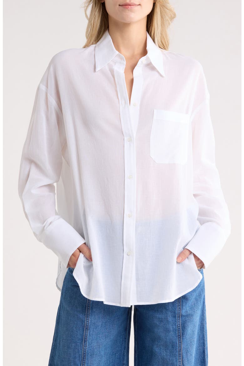 Big Joe Cotton Button-Up Shirt, Main, color, WHITE