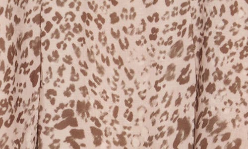 Socialite Floral Puff Sleeve Midi Dress In Mocha Taupe Leo