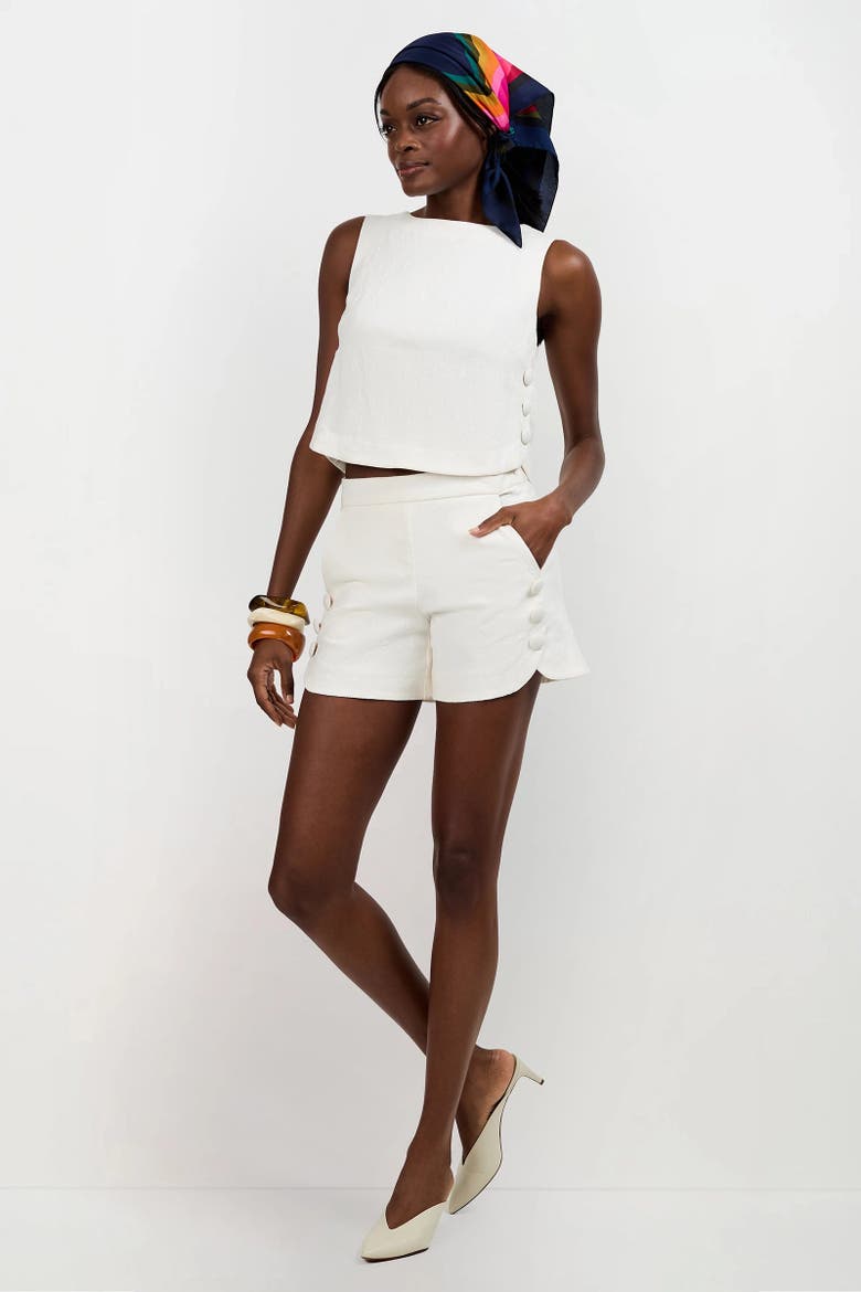 Siara Button Side Top, Alternate, color, Whitewash
