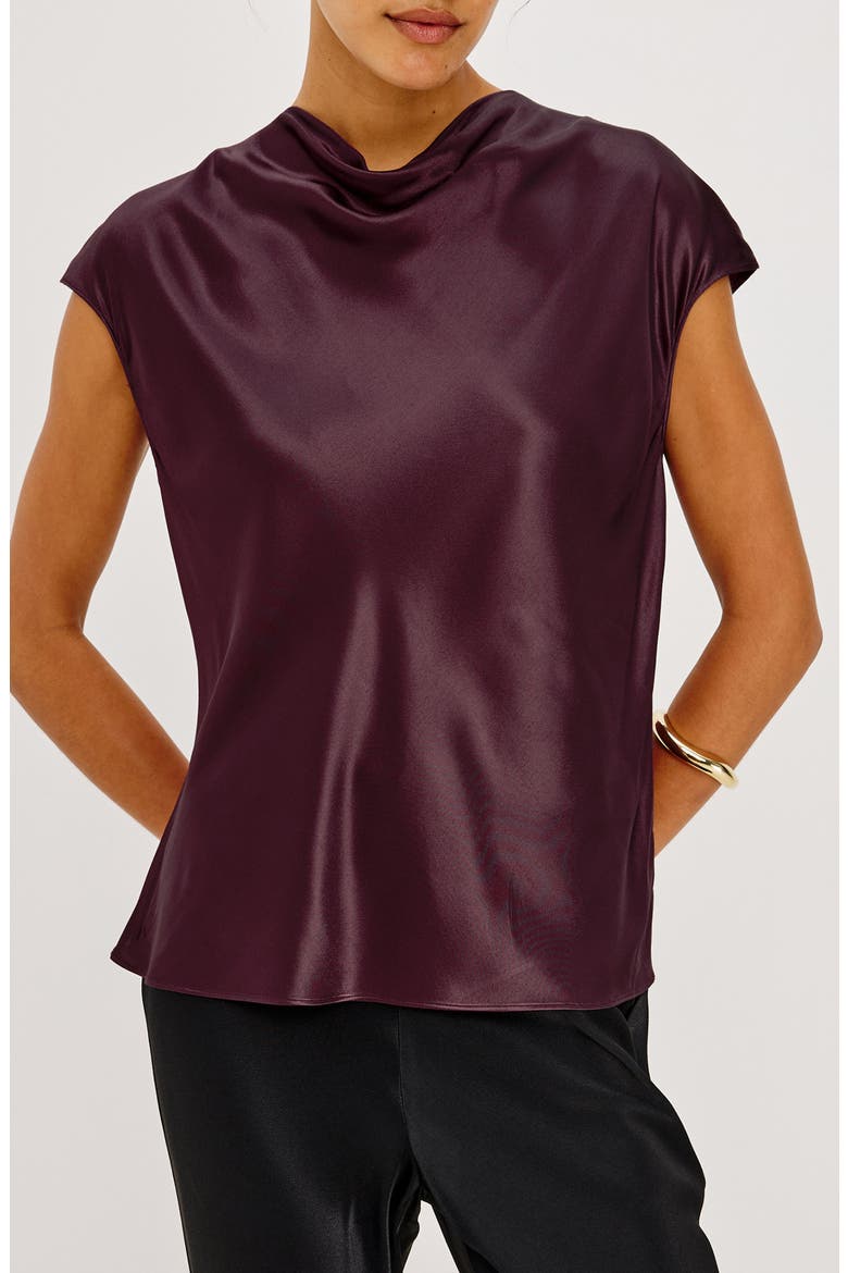 Loretta Cowl Neck Cap Sleeve Top, Main, color, WINE