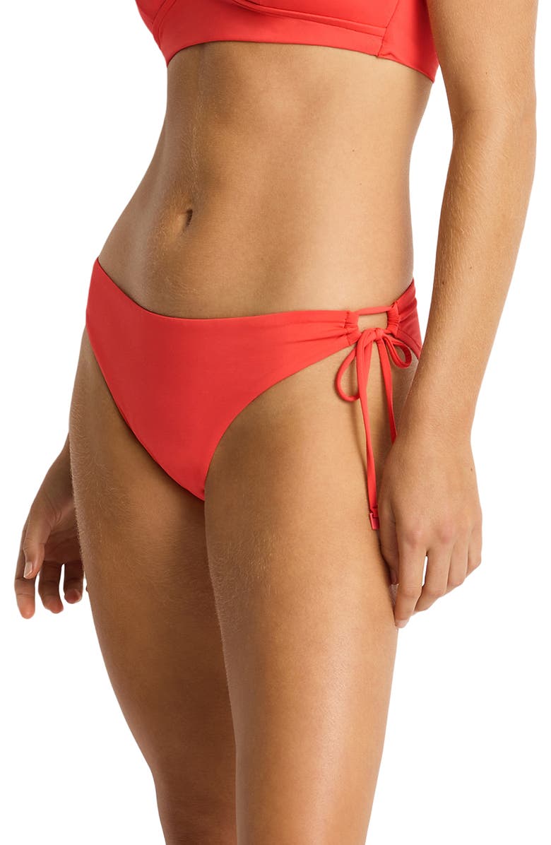 Sea Level Essentials Edit Tie Side Bikini Bottoms, Alternate, color, Tango