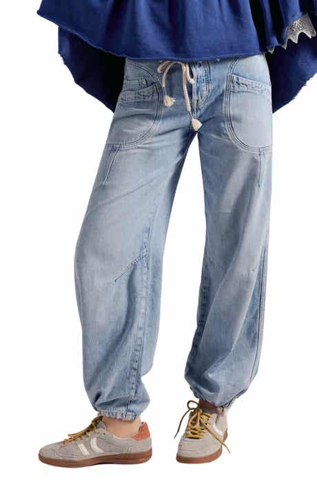 Free People Love Language Mid Rise Drawstring Jogger Jeans