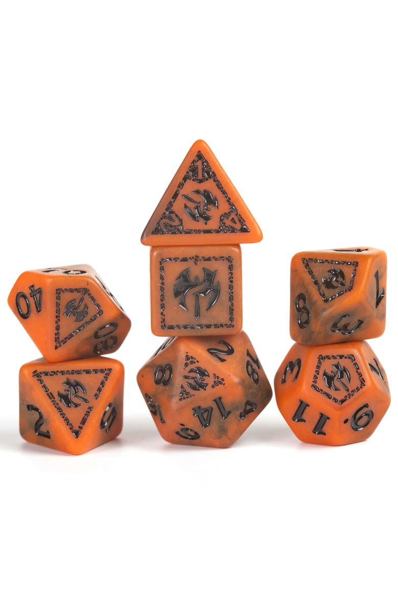 Dungeons & Dragons D&D Adventure Dice Barbarian Orange, 15Pc Rpg Set, Alternate, color, 