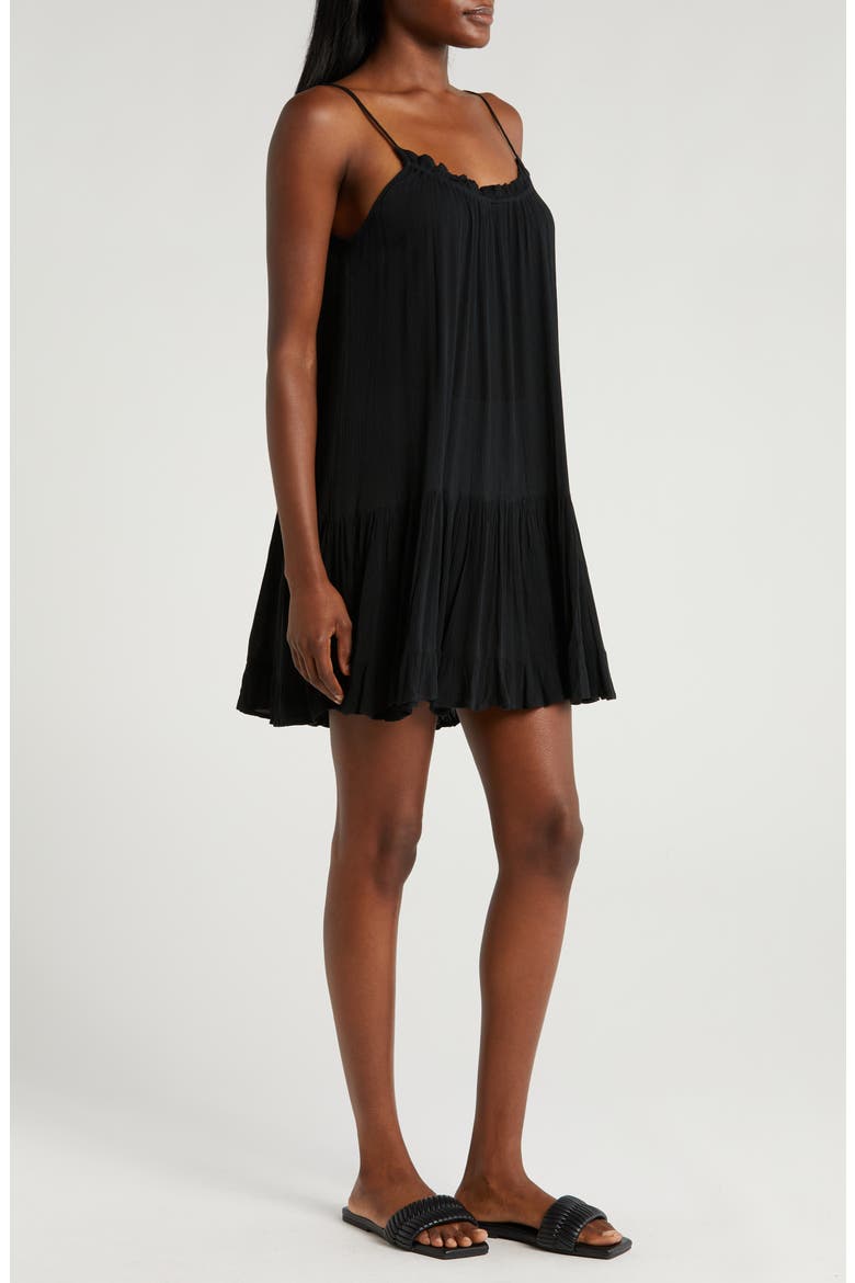 Ruffle Trim Cover-Up Dress, Alternate, color, BLACK