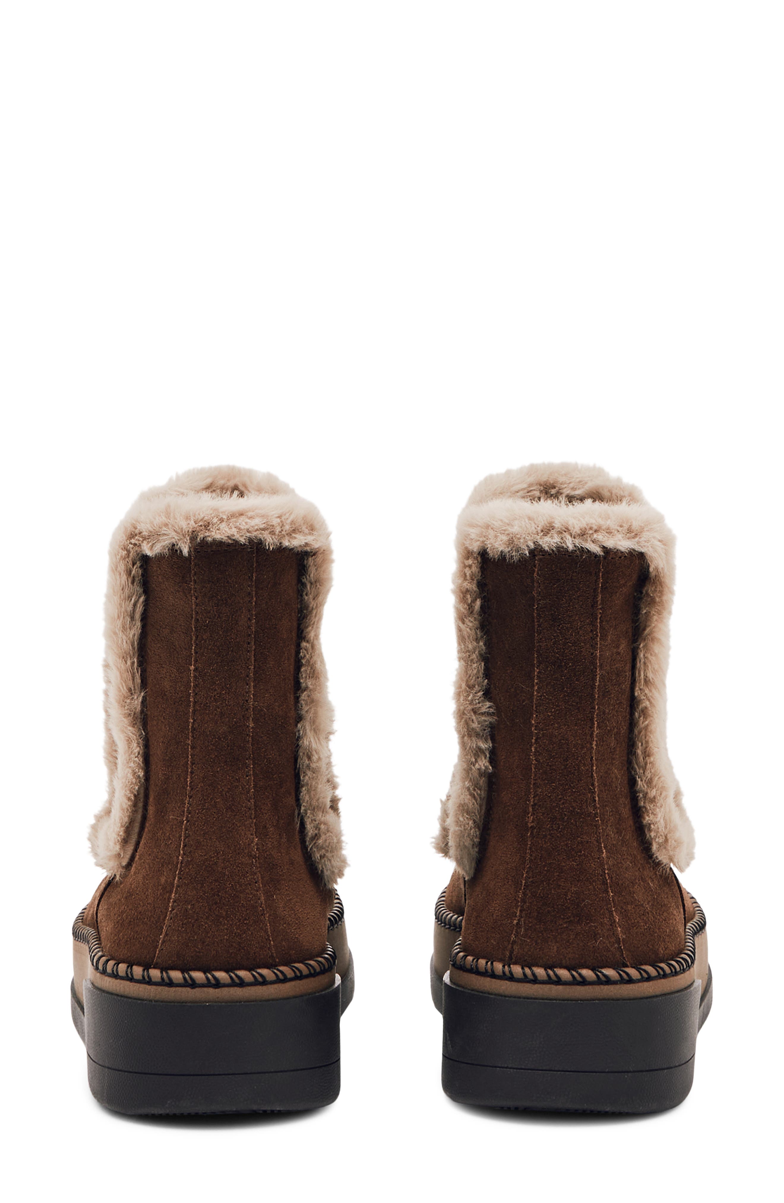 Reiss Lexi Faux Fur Lined Chelsea Boot, Alternate, color, Chocolate