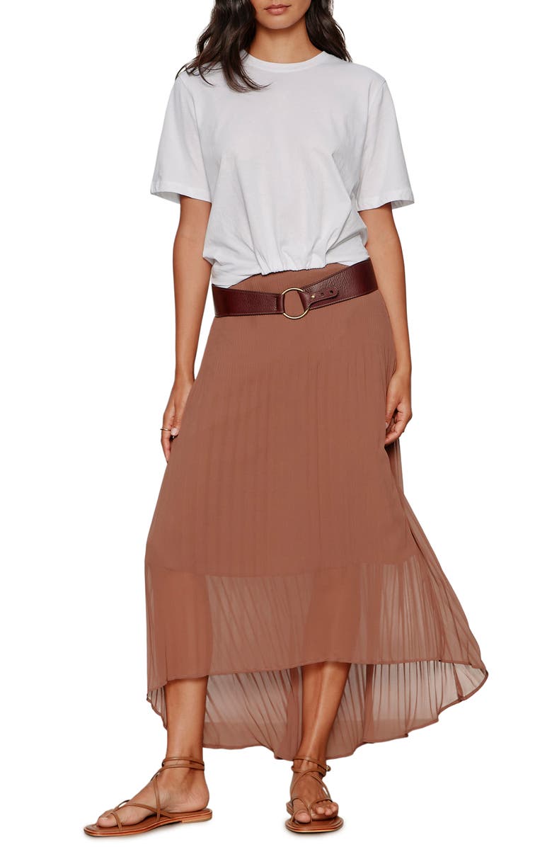 Sanctuary Meant to Be Pleated Midi Skirt, Alternate, color, Mud Bath Brown