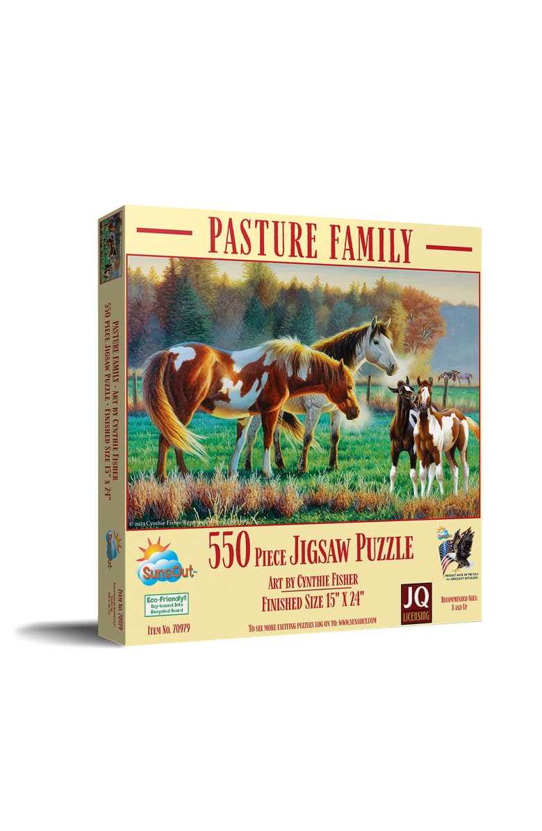 Sunsout Pasture Family 550 piece Jigsaw Puzzle for Adults, Main, color, Multicolor