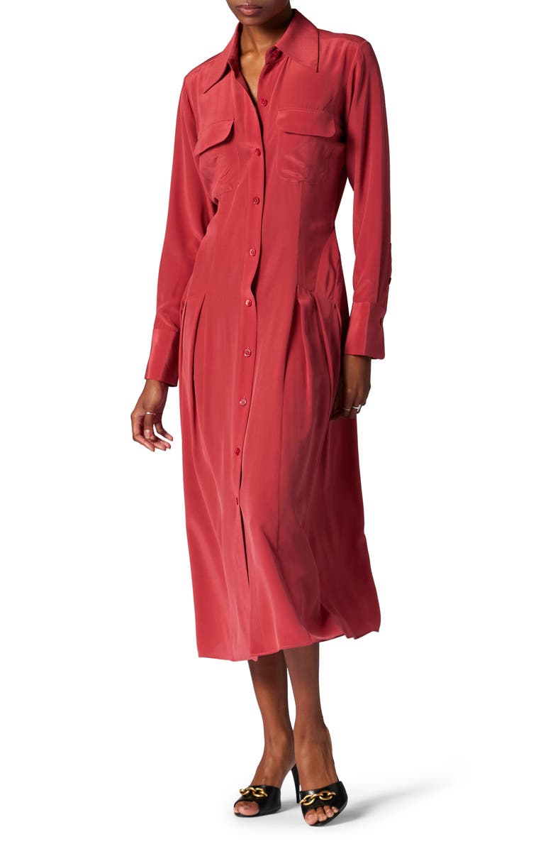 Equipment Natacha Cutout Long Sleeve Silk Shirtdress, Main, color, 