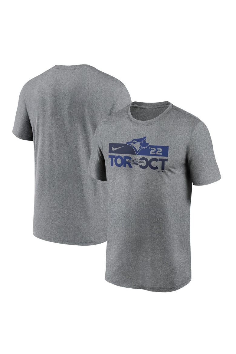 Men's Nike Heather Charcoal Toronto Blue Jays 2022 Postseason T-Shirt, Main, color, Heather Charcoal