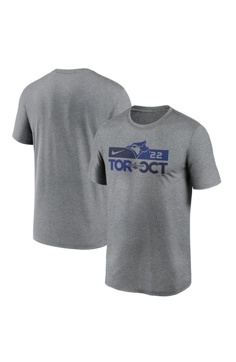 Nike Men's Nike Heather Charcoal Toronto Blue Jays 2022 Postseason T-Shirt, Main, color, 