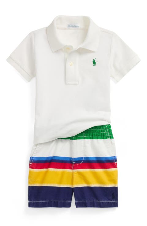 Cotton Polo & Stripe Shorts Set (Baby)