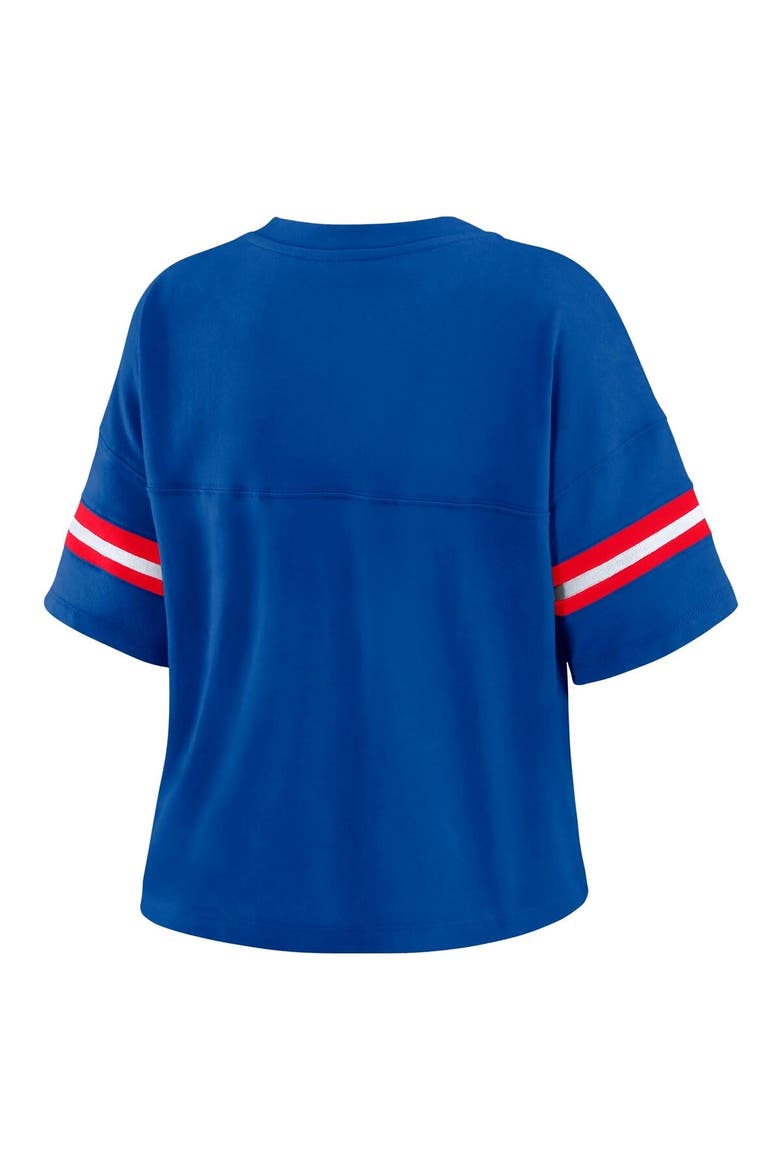 Women's WEAR by Erin Andrews Royal Philadelphia 76ers Plus Size Color Block Boxy V-Neck T-Shirt, Alternate, color, Royal