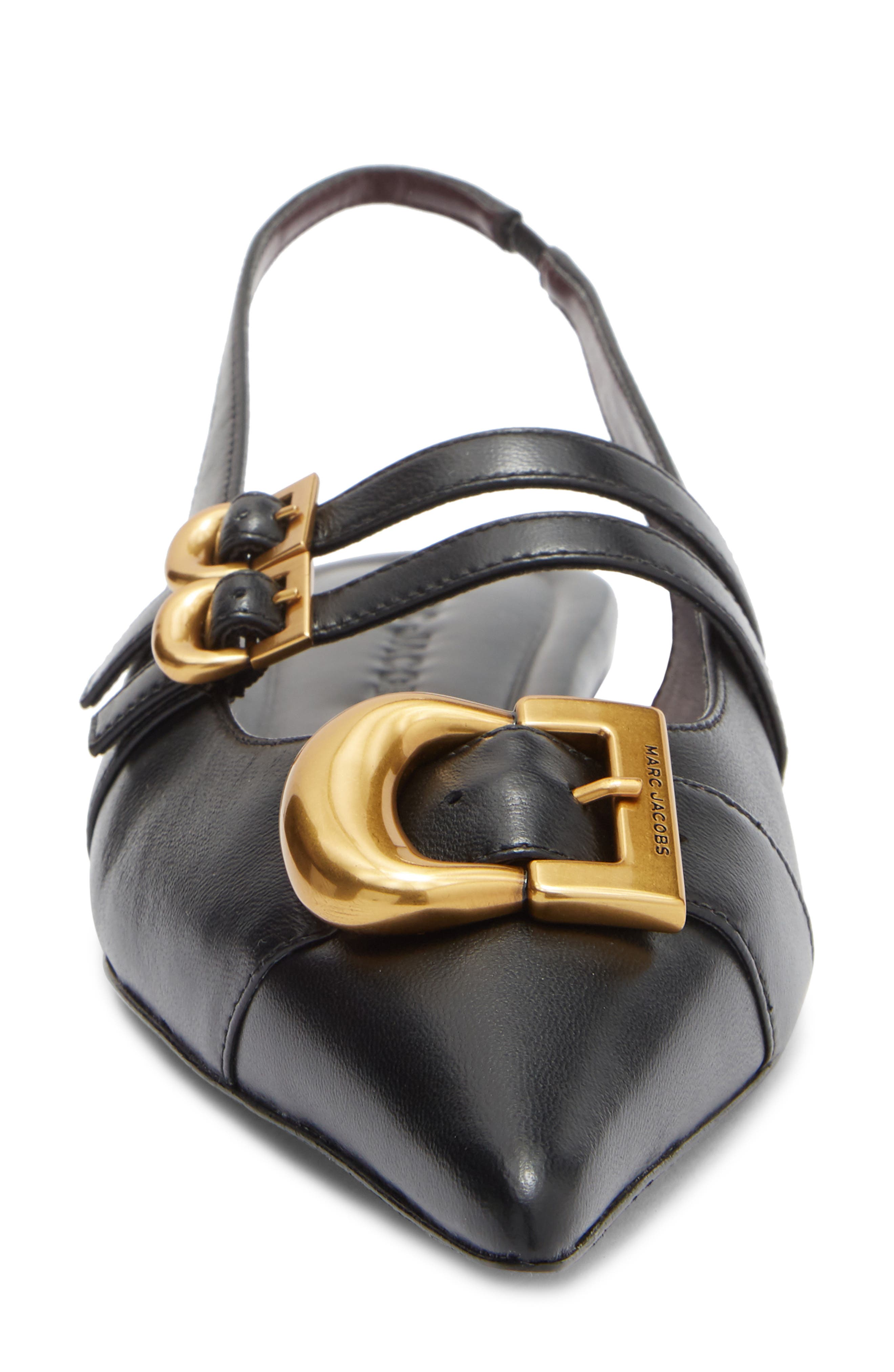 Marc Jacobs The Doll Pointed Toe Slingback Flat, Alternate, color, Black