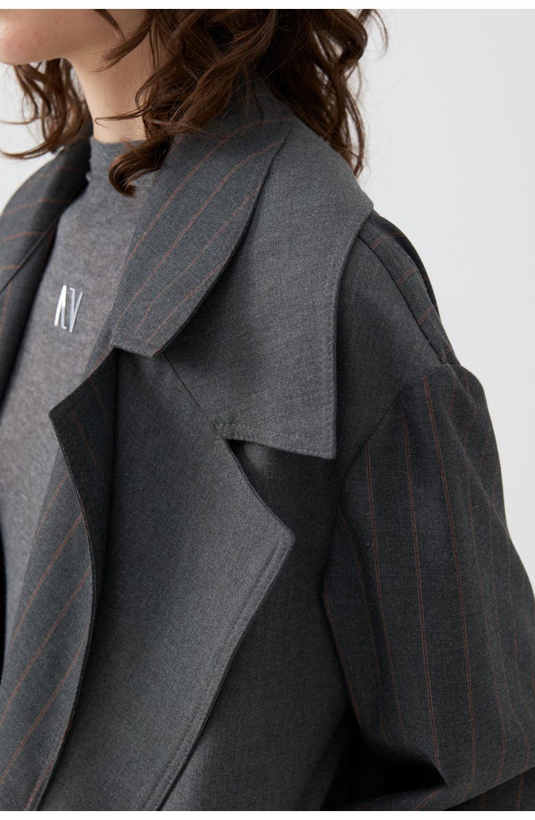 Nocturne Striped Double Breasted Trench Coat, Alternate, color, 