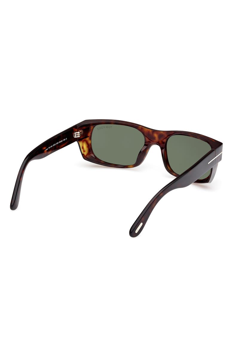 TOM FORD Juan 56mm Rectangular Sunglasses, Alternate, color, Dark Havana / Green