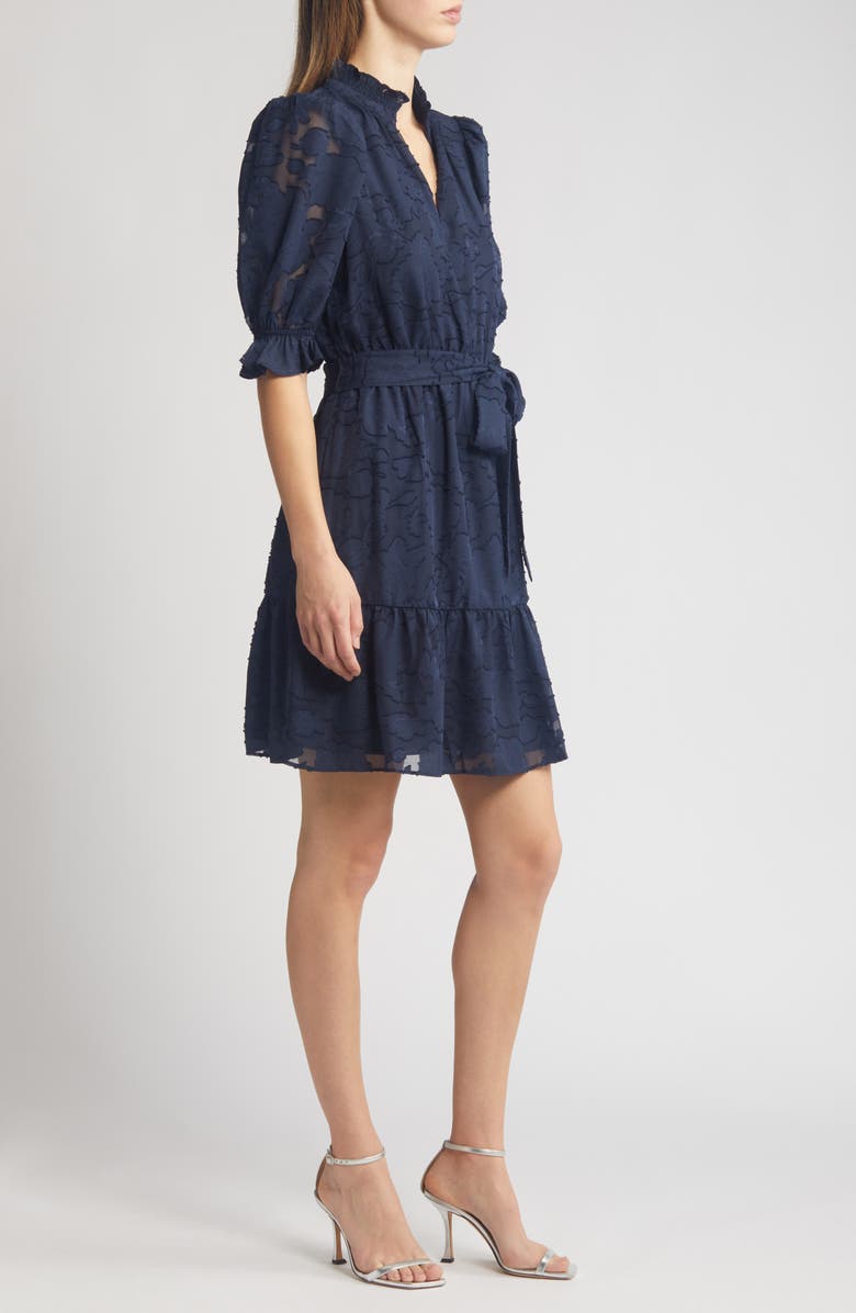 Eliza J Floral Jacquard Belted Dress, Alternate, color,